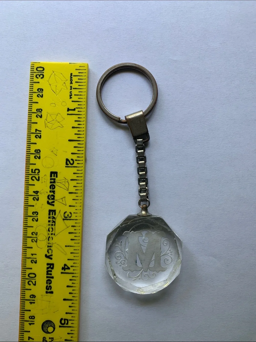 Faceted Crystal Initial M Keychain - Clear